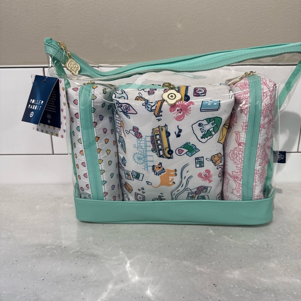 Roller Rabbit x Target - 4pc Floral Vines Multi-Purpose Pouch Set Pink ROADTRIP - Picture 3 of 4